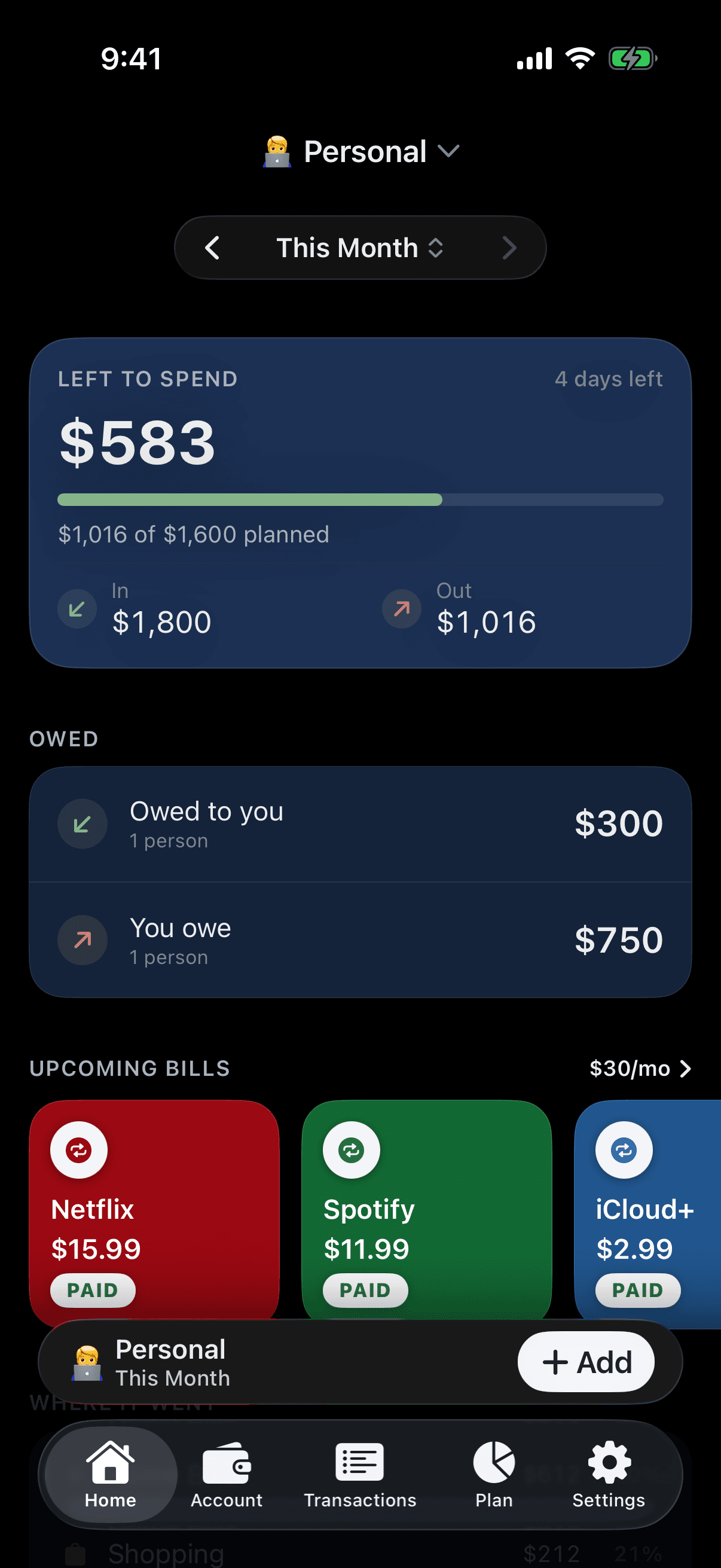 Pico home in dark mode