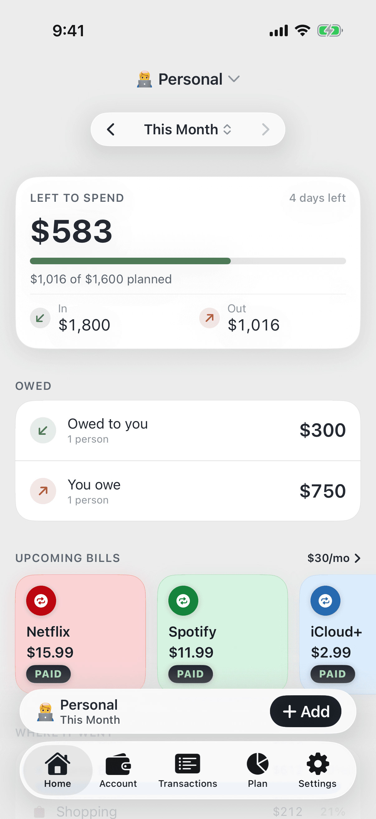Pico home screen